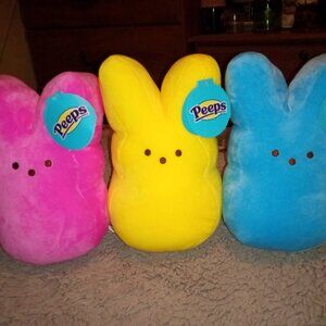10" Peep Bunny Push Set 3 Pink, Yellow & Blue